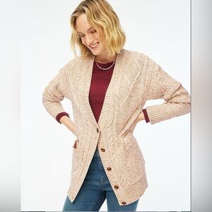 JCrew Donegal long cable-knit cardigan sweater Medium